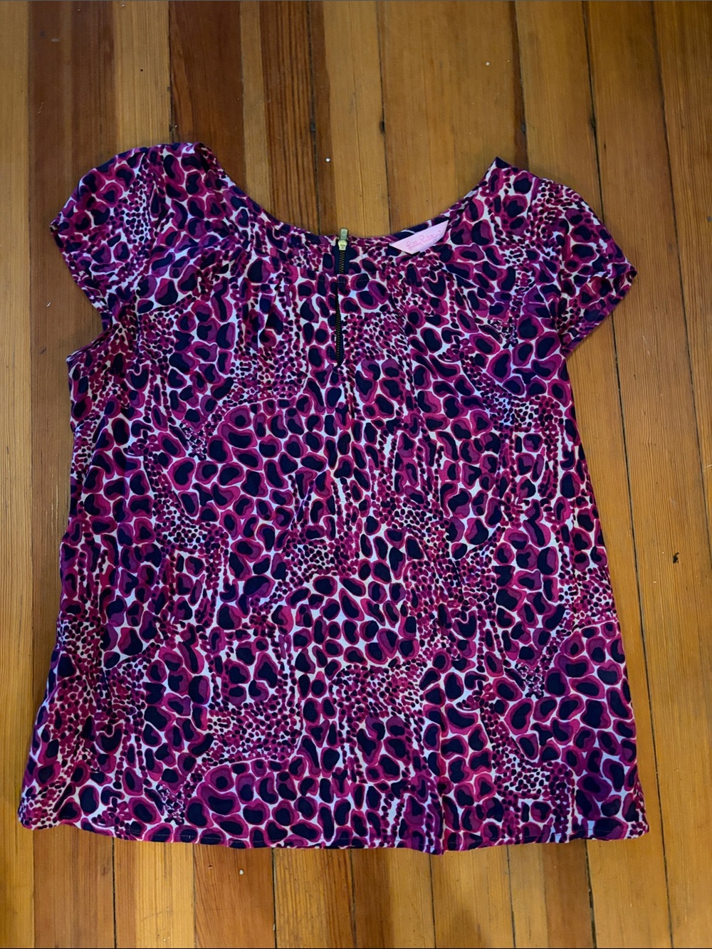 Lilly Pulitzer Pink & Purple Animal Print Scoop Neck Blouse
